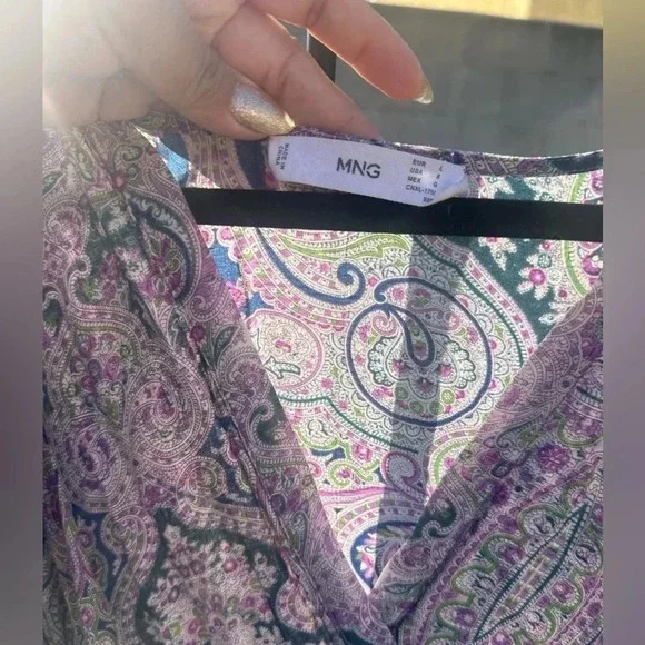 Mango Paisley Print Dress Large - Picture 4 of 6